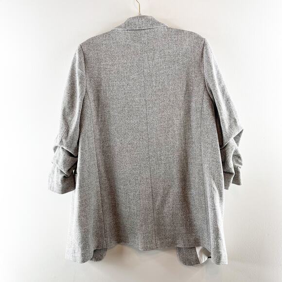H&M Gathered 3/4 Sleeve Single Button Blazer Jacket Gray Large - Picture 6 of 8